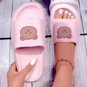 Pink Teddy Silicone Slides